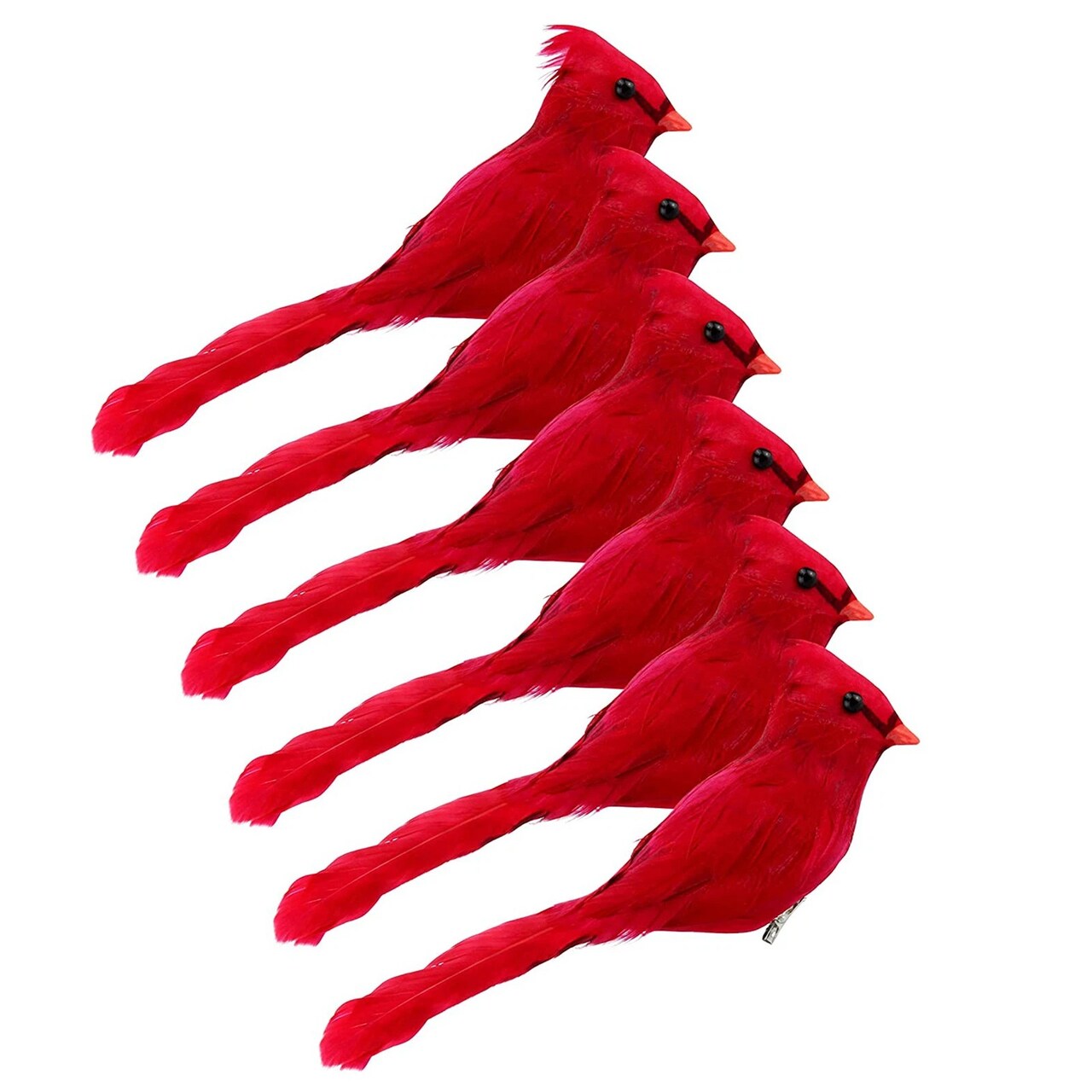 Red Cardinal Ornaments 6ct 3in Artificial Birds Christmas Wreaths